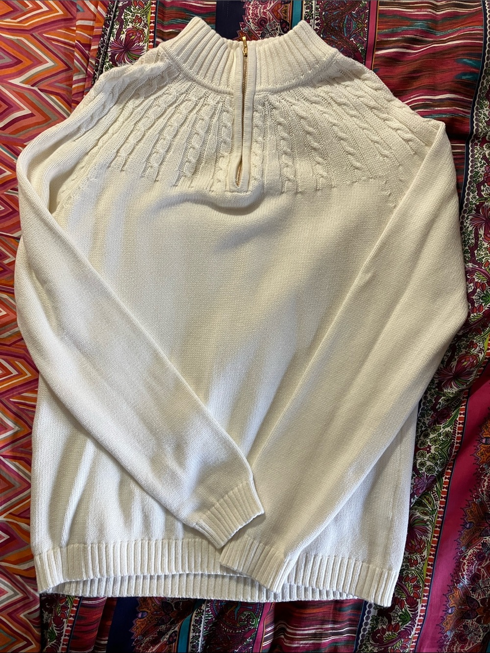 Land’s End Drifter Cable Yoke ¼ Zip Pullover Sweater